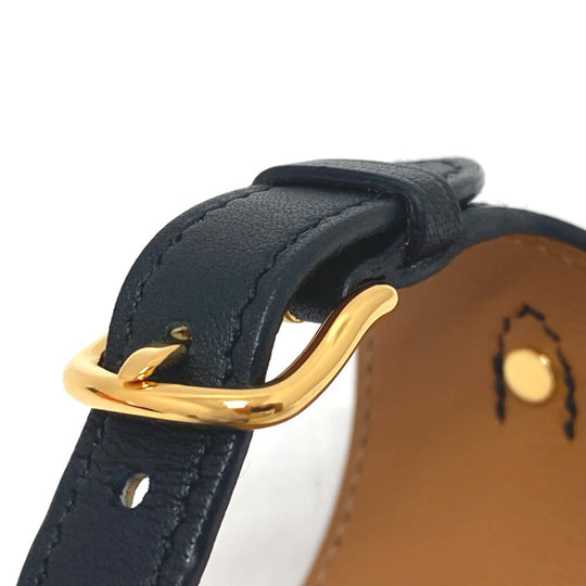 HERMES bracelet Vaux Swift black Horsebit Women T2 Used Authentic