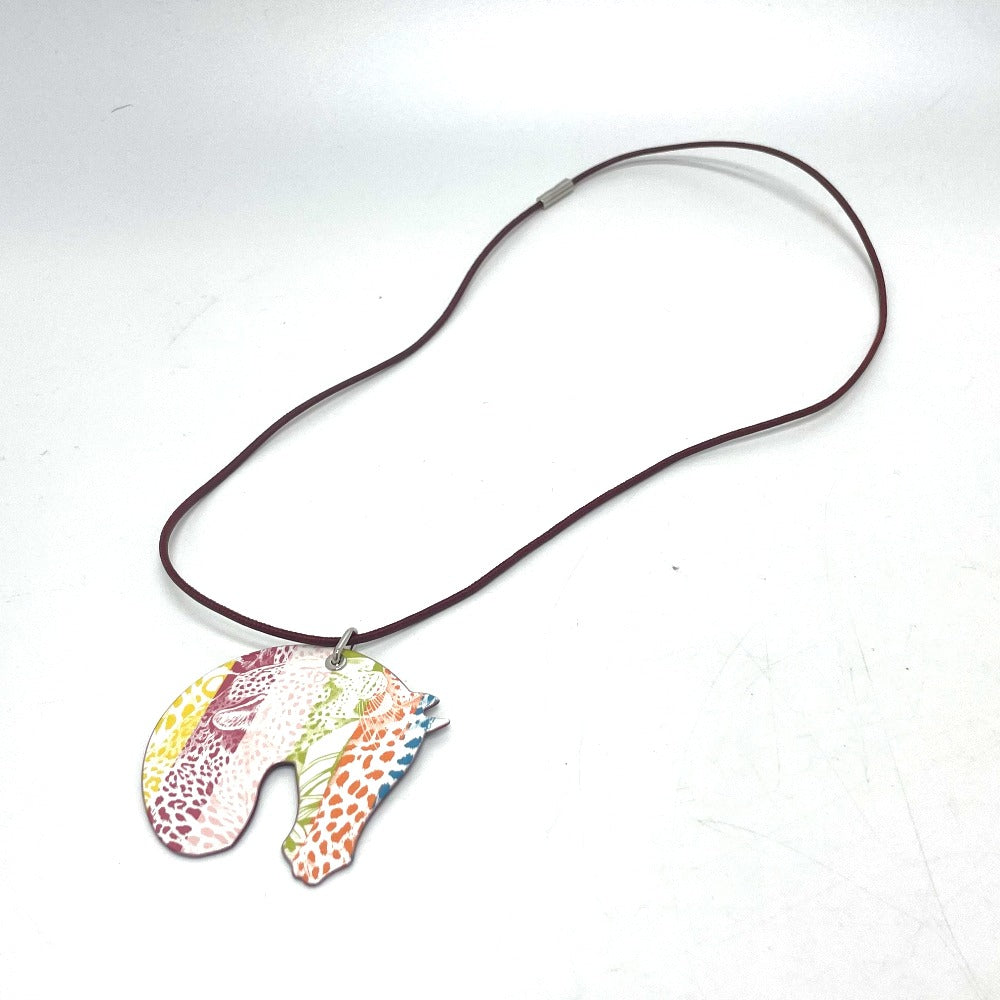 HERMES Necklace enamel multicolor Tattersall Tatouage GM Women Used Authentic