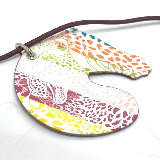 HERMES Necklace enamel multicolor Tattersall Tatouage GM Women Used Authentic