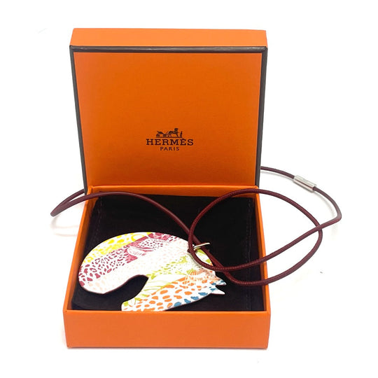 HERMES Necklace enamel multicolor Tattersall Tatouage GM Women Used Authentic