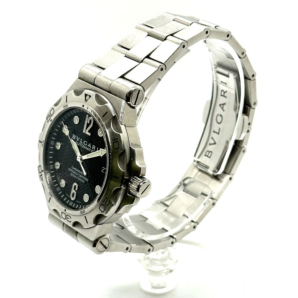 BVLGARI Watches Mechanical Automatic DP42SSD Stainless Steel Silver Chronometer diagono scuba aqua black dial mens Used Authentic