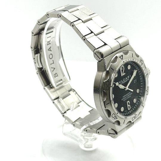 BVLGARI Watches Mechanical Automatic DP42SSD Stainless Steel Silver Chronometer diagono scuba aqua black dial mens Used Authentic