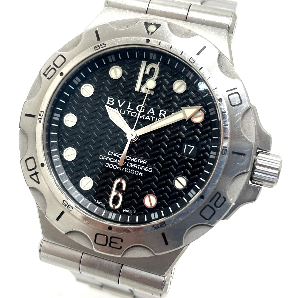 BVLGARI Watches Mechanical Automatic DP42SSD Stainless Steel Silver Chronometer diagono scuba aqua black dial mens Used Authentic