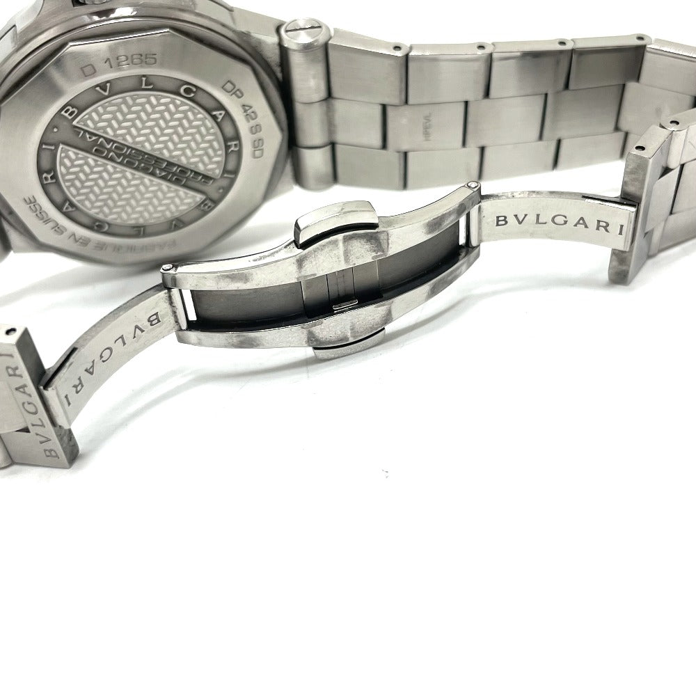 BVLGARI Watches Mechanical Automatic DP42SSD Stainless Steel Silver Chronometer diagono scuba aqua black dial mens Used Authentic