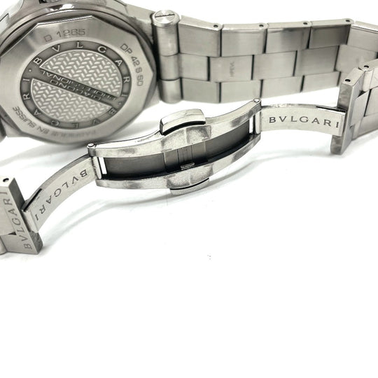BVLGARI Watches Mechanical Automatic DP42SSD Stainless Steel Silver Chronometer diagono scuba aqua black dial mens Used Authentic