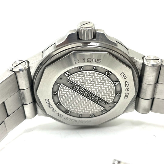 BVLGARI Watches Mechanical Automatic DP42SSD Stainless Steel Silver Chronometer diagono scuba aqua black dial mens Used Authentic