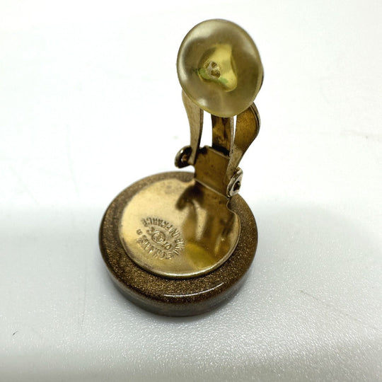 CHANEL Earring plastic gold Clover Women Used Authentic