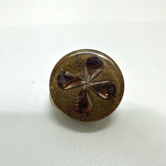 CHANEL Earring plastic gold Clover Women Used Authentic
