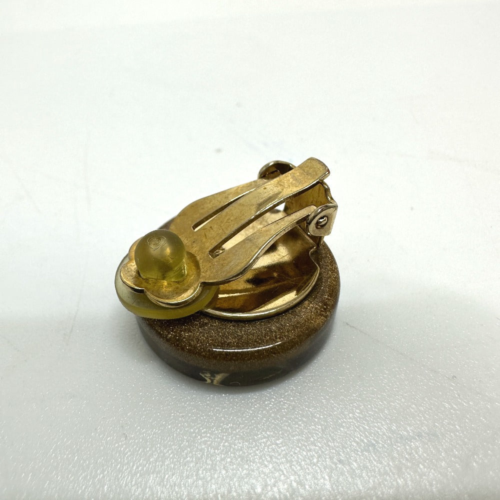 CHANEL Earring plastic gold Clover Women Used Authentic