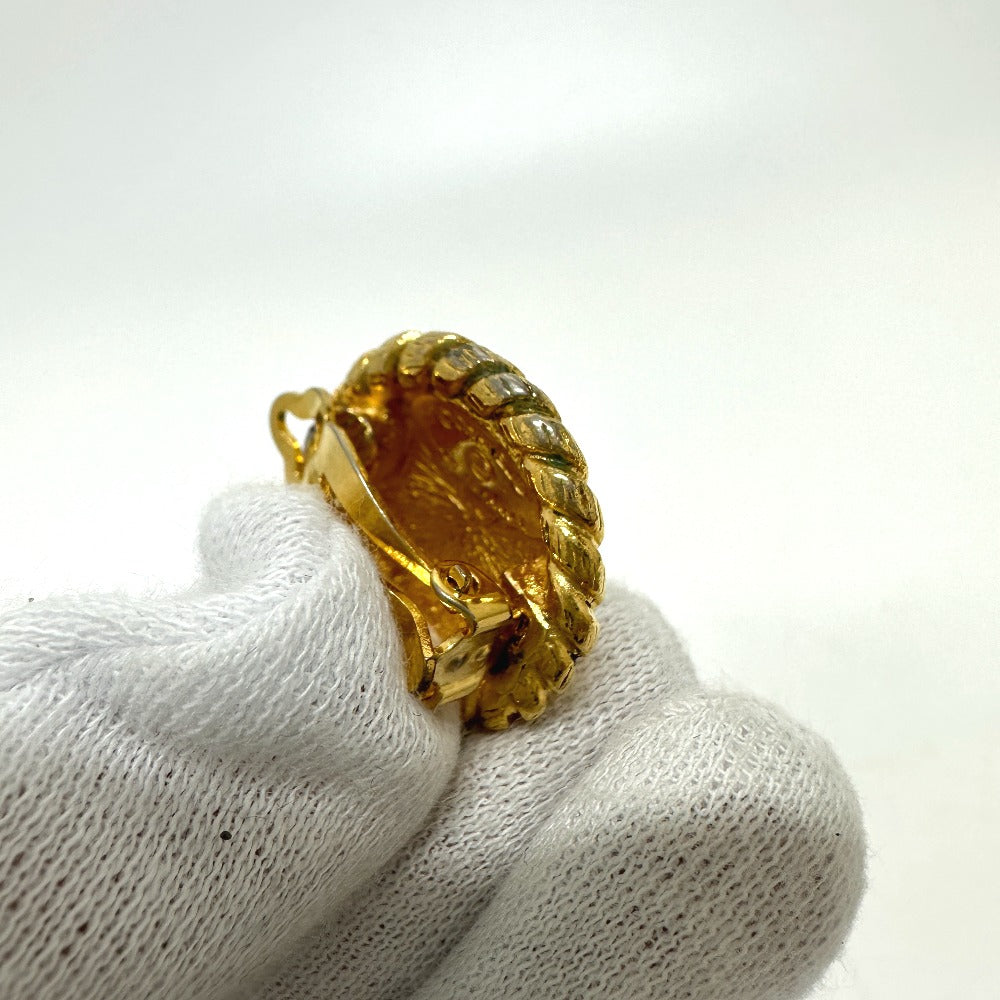 CHANEL Earring Gold Plated gold 95P logo CC COCO Mark Round Women Used Authentic