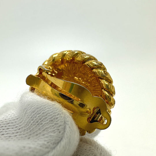 CHANEL Earring Gold Plated gold 95P logo CC COCO Mark Round Women Used Authentic