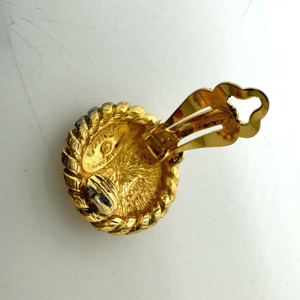 CHANEL Earring Gold Plated gold 95P logo CC COCO Mark Round Women Used Authentic