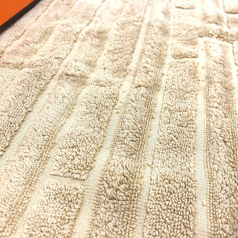 HERMES towel cotton Brown H logo labyrinth Women Used Authentic