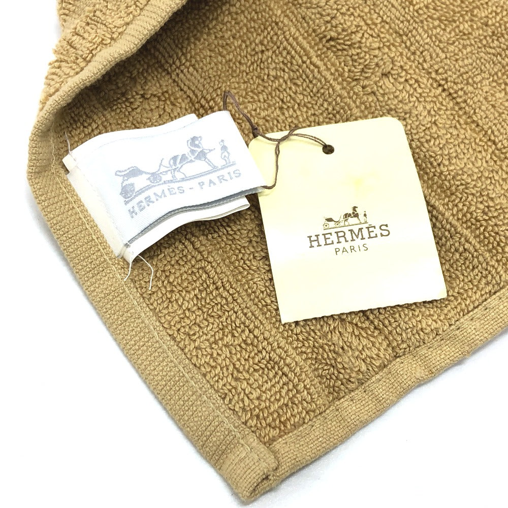 HERMES towel cotton Brown H logo labyrinth Women Used Authentic