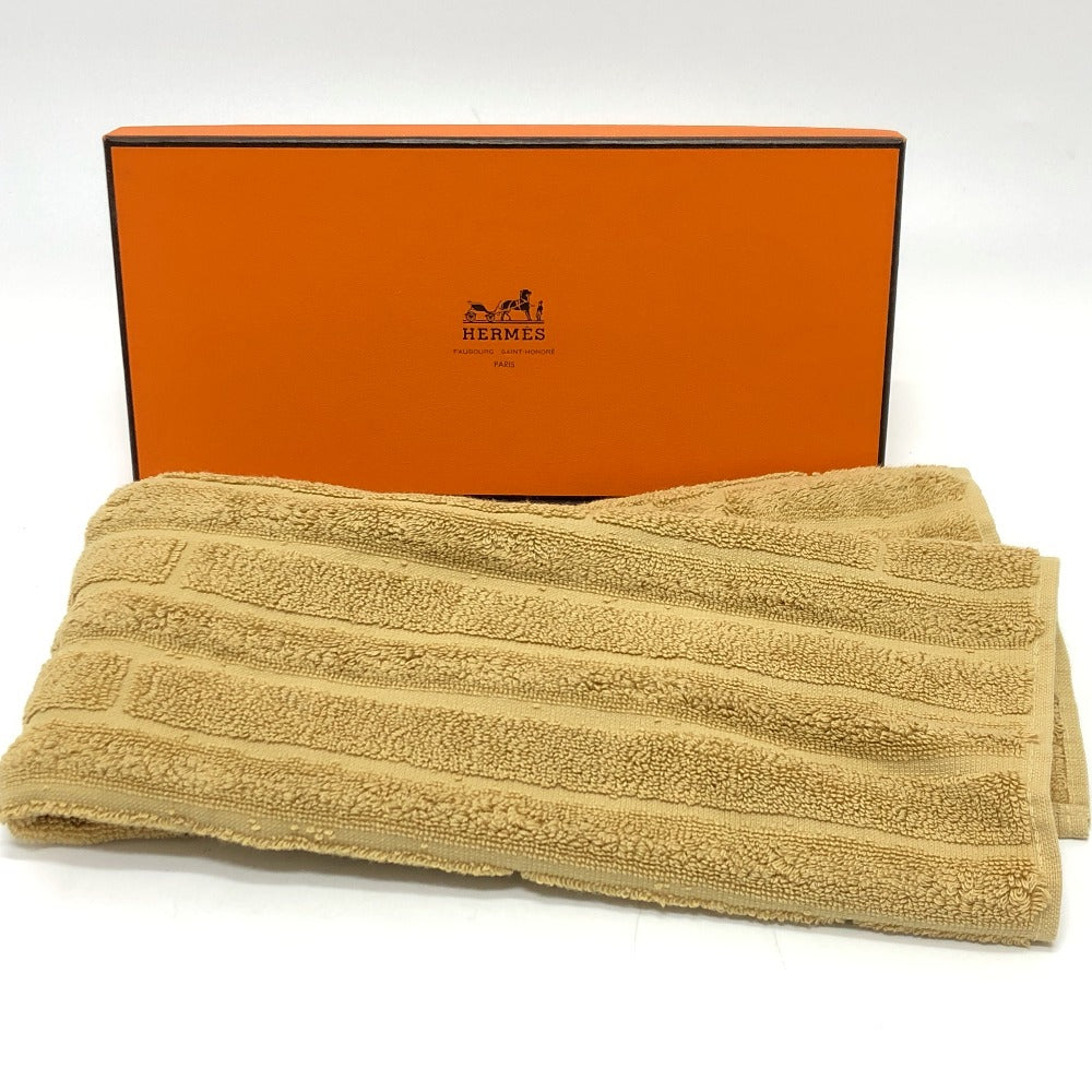 HERMES towel cotton Brown H logo labyrinth Women Used Authentic