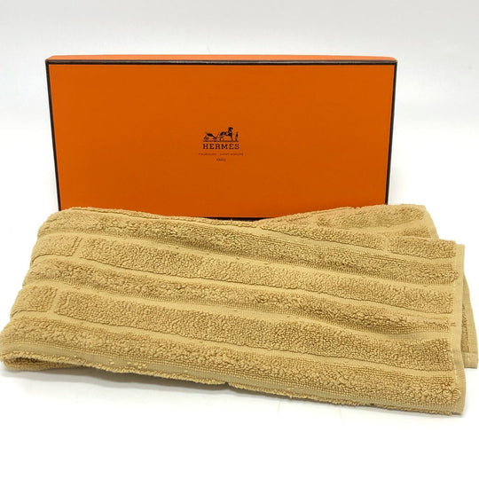 HERMES towel cotton Brown H logo labyrinth Women Used Authentic