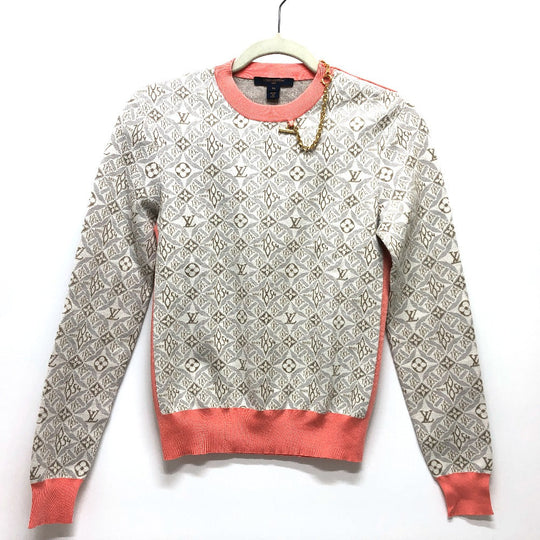 LOUIS VUITTON knit Silk, Cotton Gray / pink Monogram SUNCE1854 contrast trim Women XS Used Authentic