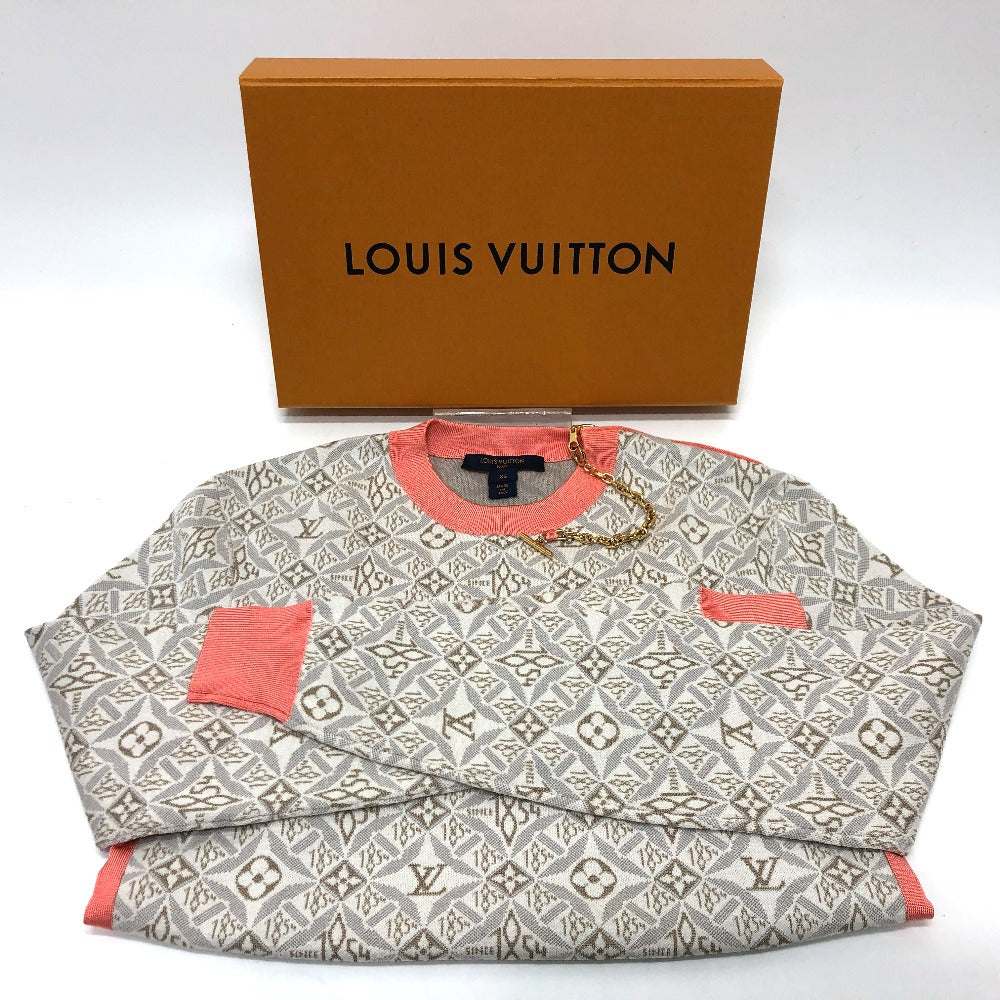 LOUIS VUITTON knit Silk, Cotton Gray / pink Monogram SUNCE1854 contrast trim Women XS Used Authentic