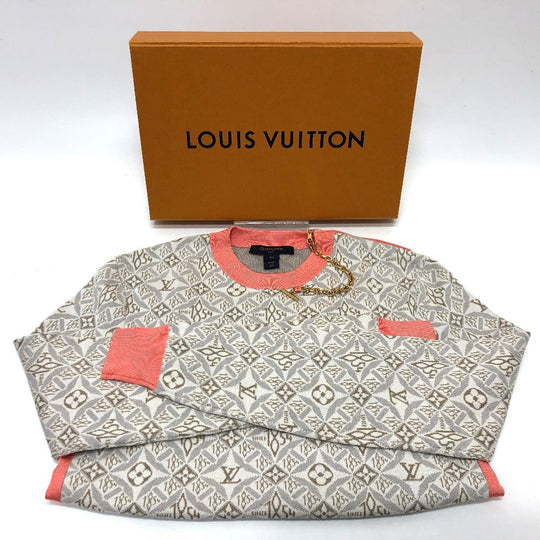LOUIS VUITTON knit Silk, Cotton Gray / pink Monogram SUNCE1854 contrast trim Women XS Used Authentic