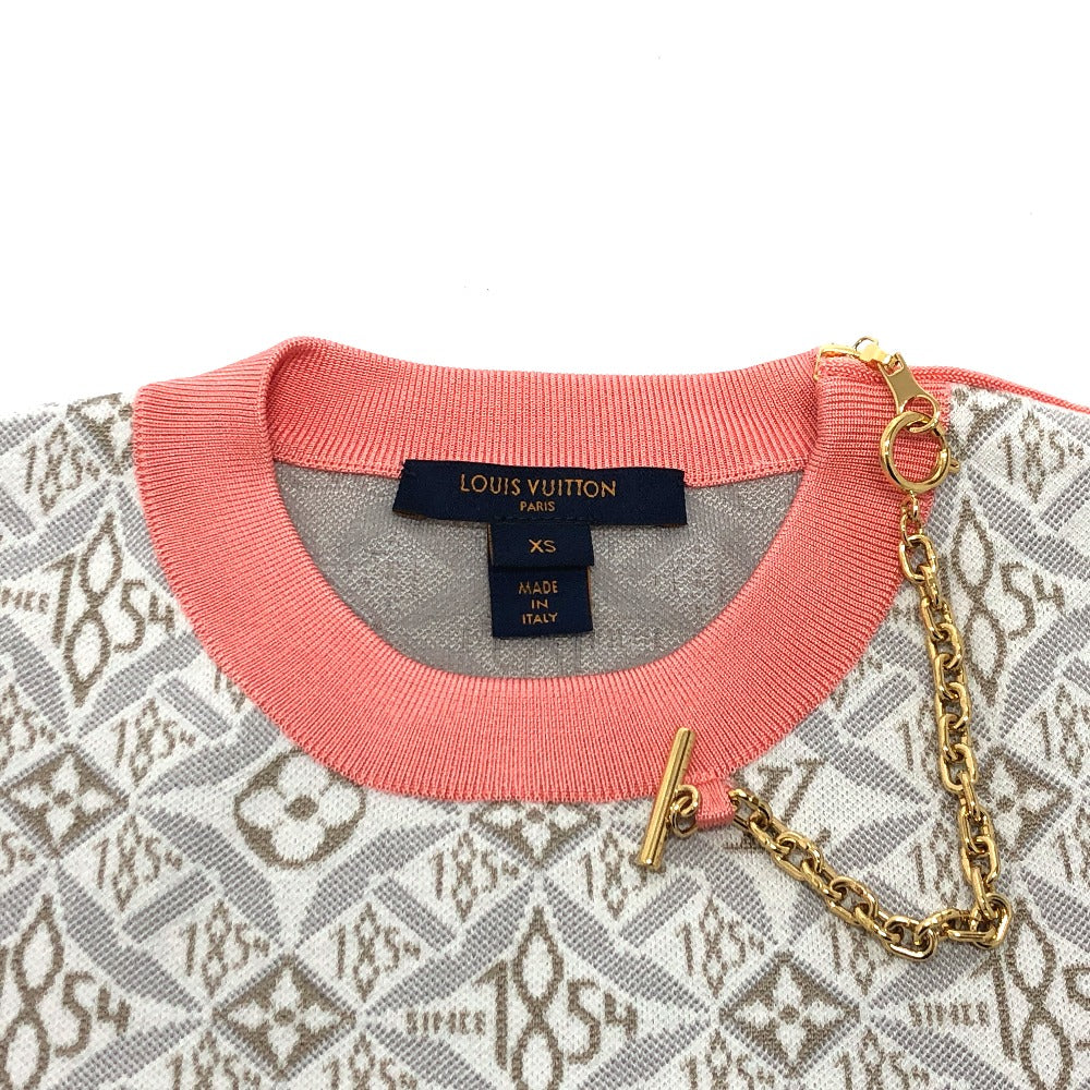 LOUIS VUITTON knit Silk, Cotton Gray / pink Monogram SUNCE1854 contrast trim Women XS Used Authentic