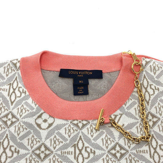 LOUIS VUITTON knit Silk, Cotton Gray / pink Monogram SUNCE1854 contrast trim Women XS Used Authentic
