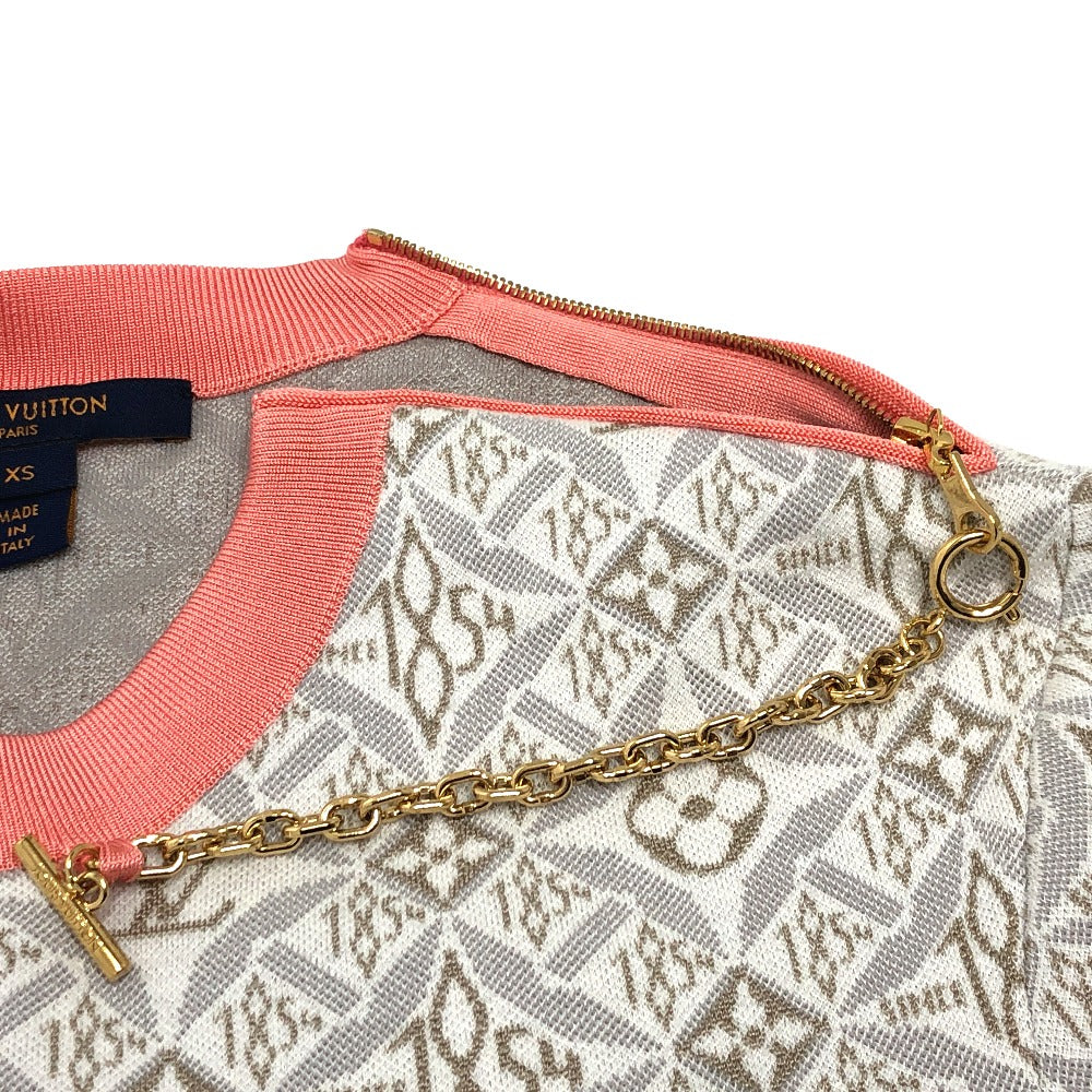 LOUIS VUITTON knit Silk, Cotton Gray / pink Monogram SUNCE1854 contrast trim Women XS Used Authentic