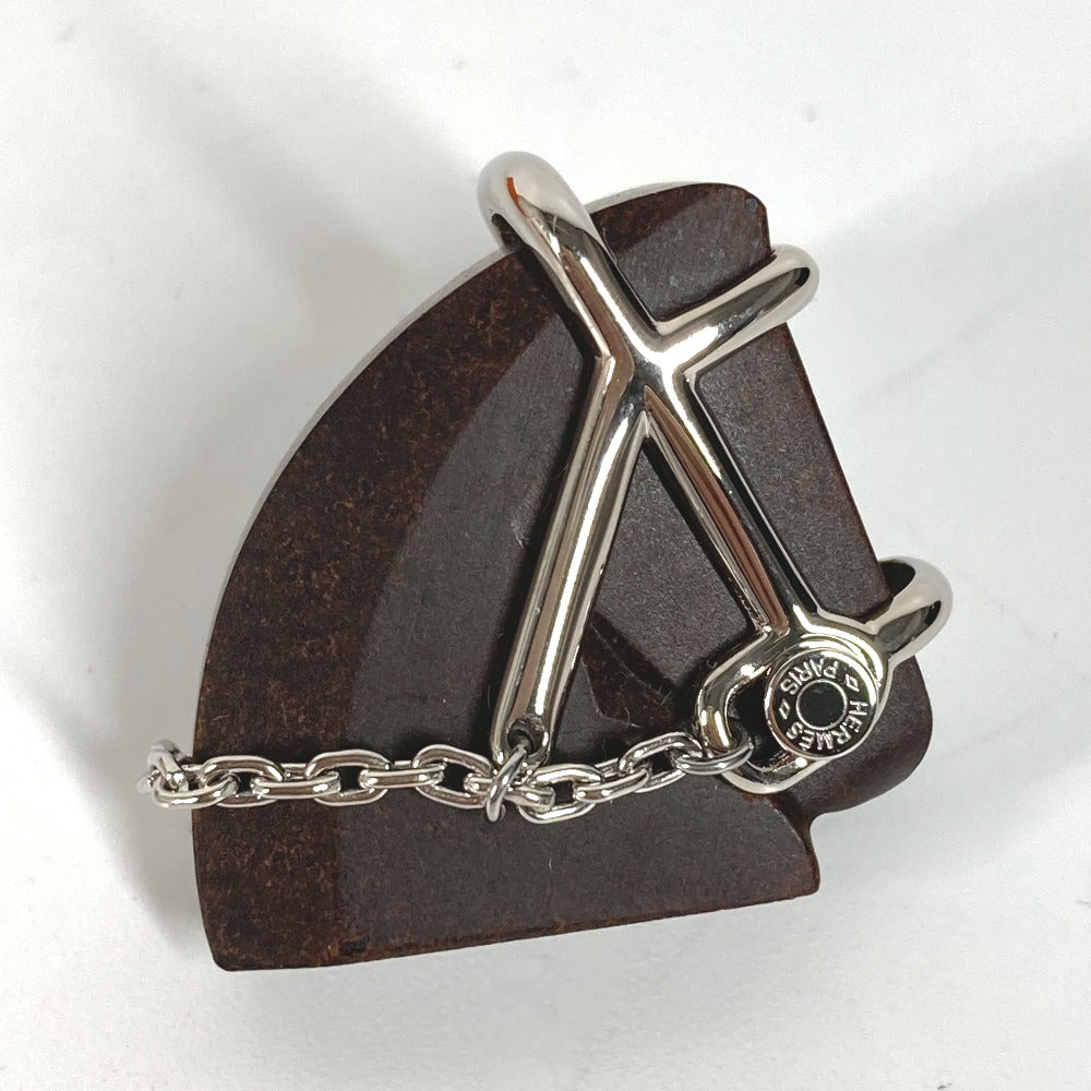 HERMES Brooch H077351FP01 Wood Brown horse cheval Badge Cheval Vulcanium