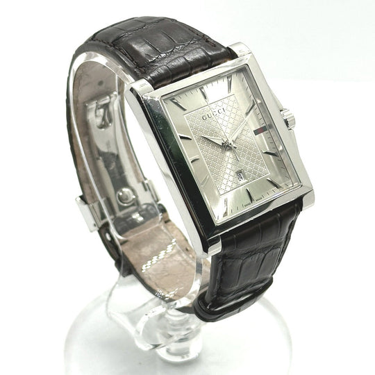GUCCI Watches Quartz YA138407 Stainless Steel Silver Rectangle Silver dial mens Used Authentic