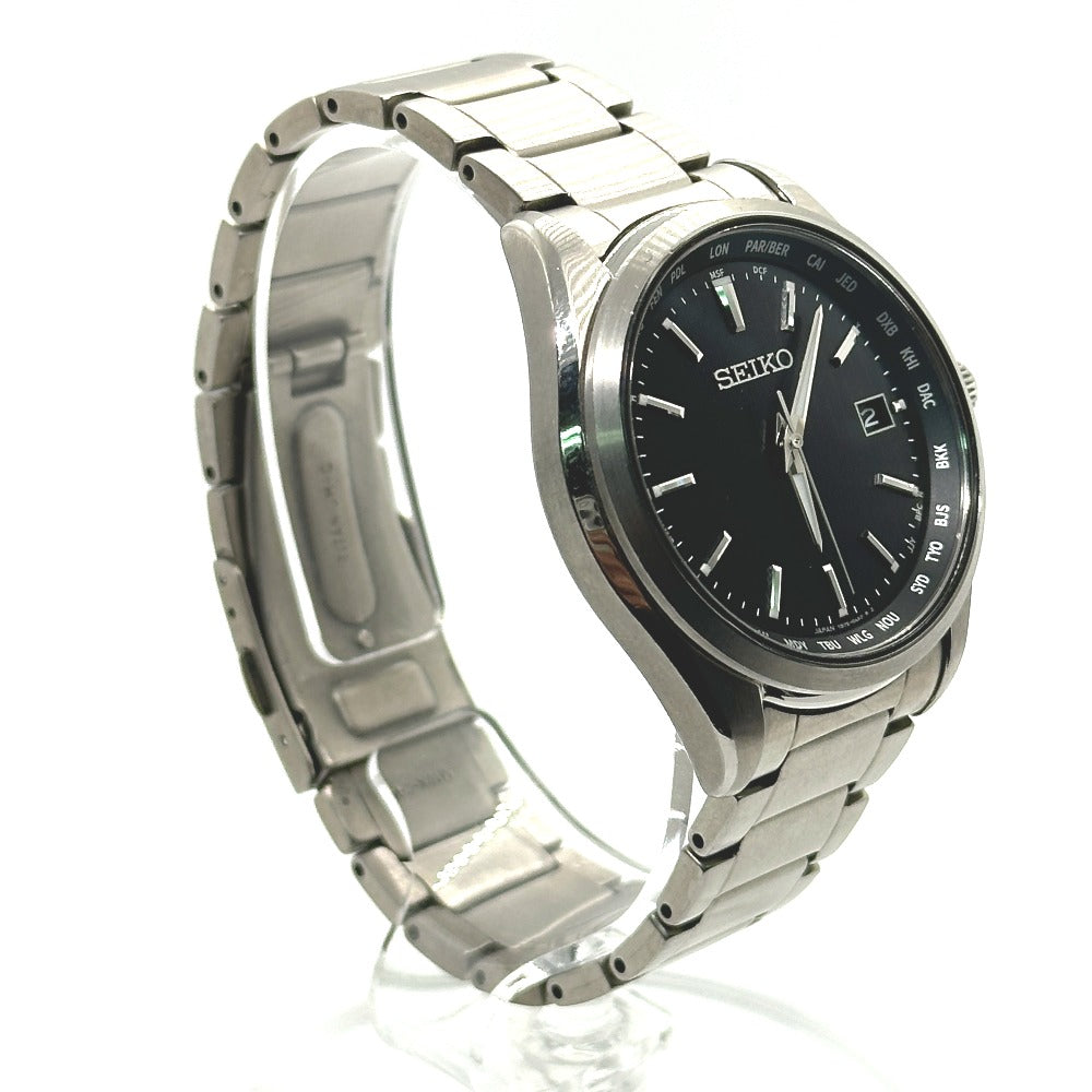 SEIKO Watches Solar Powered Radio Watch 7B75-0AA0 titanium Silver Seiko Selection Date black dial mens Used Authentic