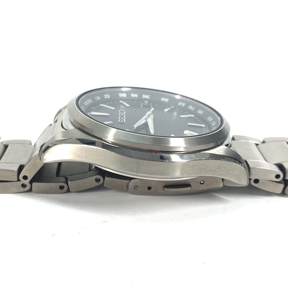 SEIKO Watches Solar Powered Radio Watch 7B75-0AA0 titanium Silver Seiko Selection Date black dial mens Used Authentic