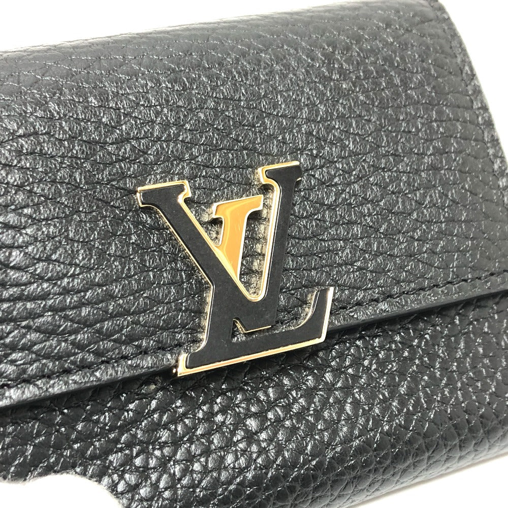 LOUIS VUITTON Trifold wallet M68587 Taurillon Clemence Leather black Portefeuille Capucines XS Women Used Authentic