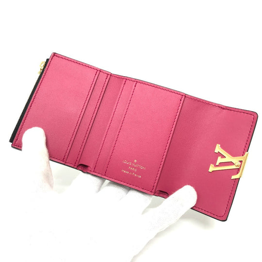LOUIS VUITTON Trifold wallet M68587 Taurillon Clemence Leather black Portefeuille Capucines XS Women Used Authentic