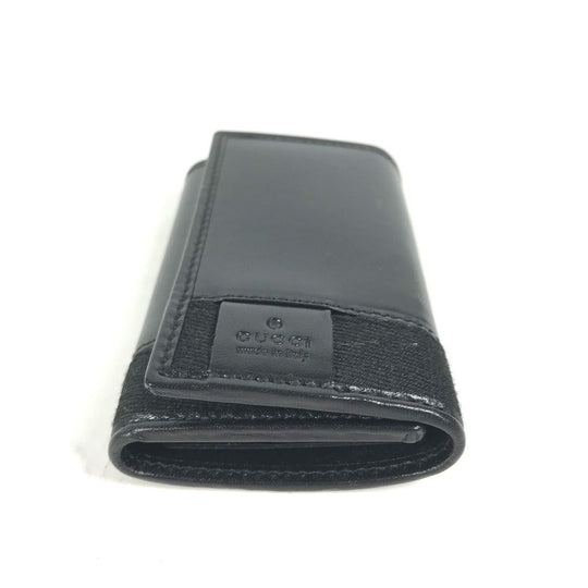 GUCCI Key case Key holder  033�E2149 leather black GG logo mens(Unisex) Used Authentic