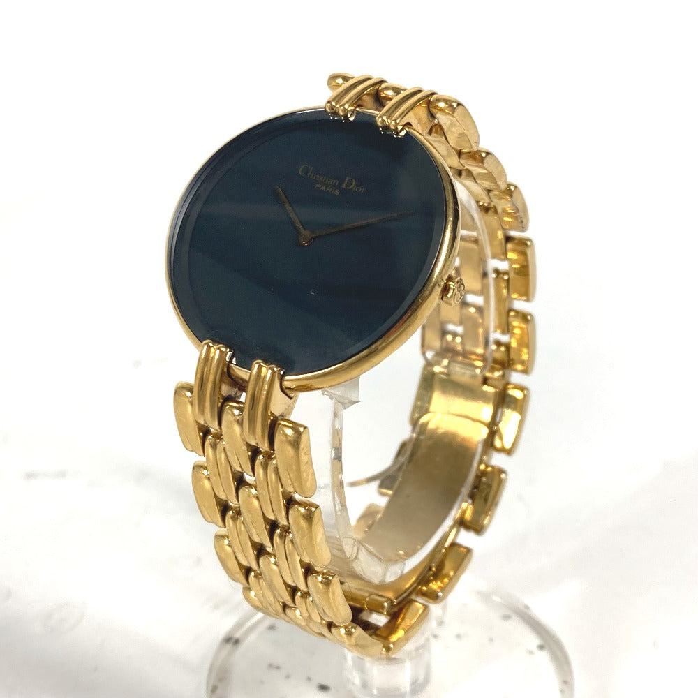 Dior Watches Quartz 47 154-3 Plating, Stainless Steel gold Bagira black dial mens Used Authentic