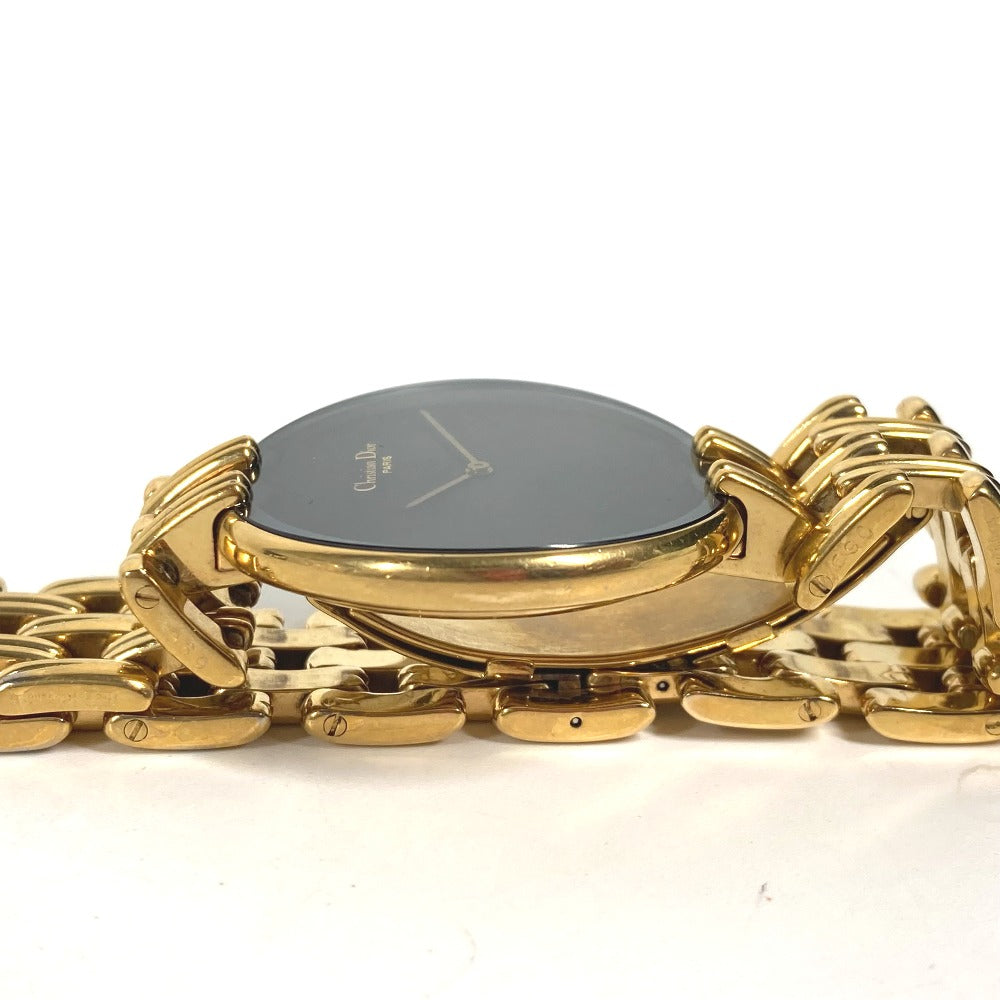Dior Watches Quartz 47 154-3 Plating, Stainless Steel gold Bagira black dial mens Used Authentic