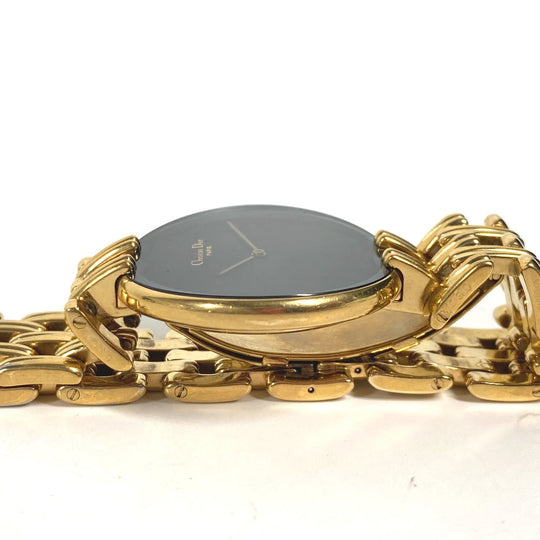 Dior Watches Quartz 47 154-3 Plating, Stainless Steel gold Bagira black dial mens Used Authentic
