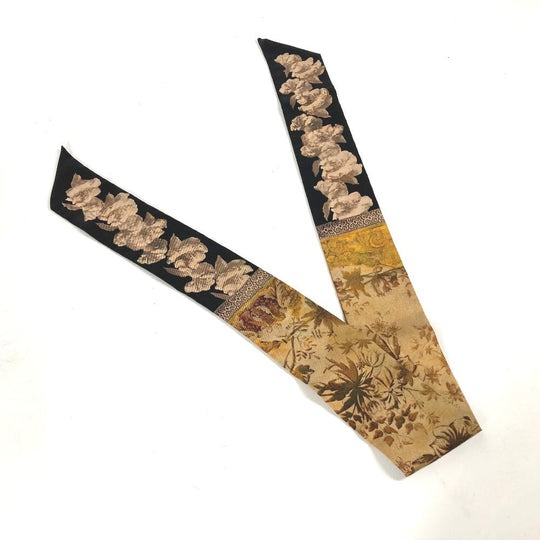 Dior scarf silk Brown logo floral flower Mitsua Women Used Authentic
