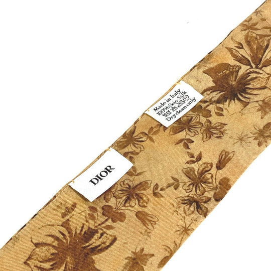 Dior scarf silk Brown logo floral flower Mitsua Women Used Authentic