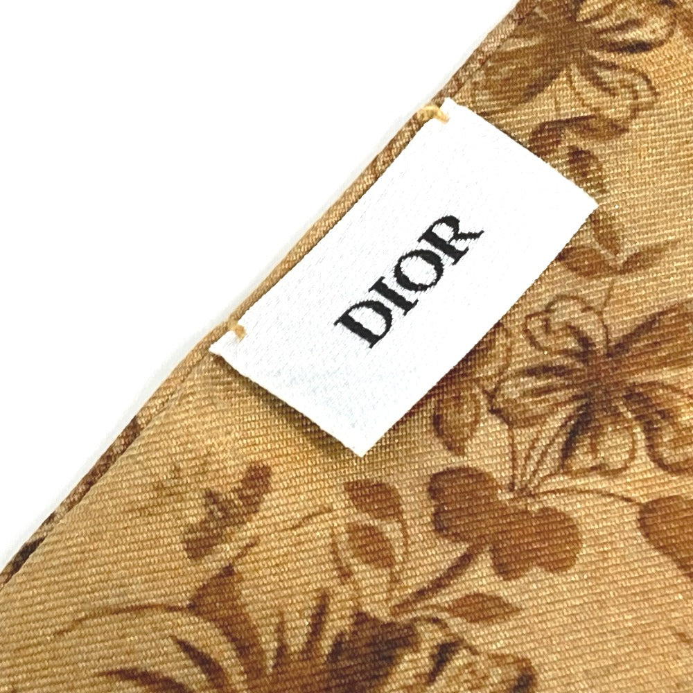 Dior scarf silk Brown logo floral flower Mitsua Women Used Authentic