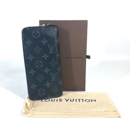 LOUIS VUITTON Long Wallet Purse M62295 Monogram Eclipse Canvas black Monogram Eclipse Zippy wallet  Vertical mens Used Authentic