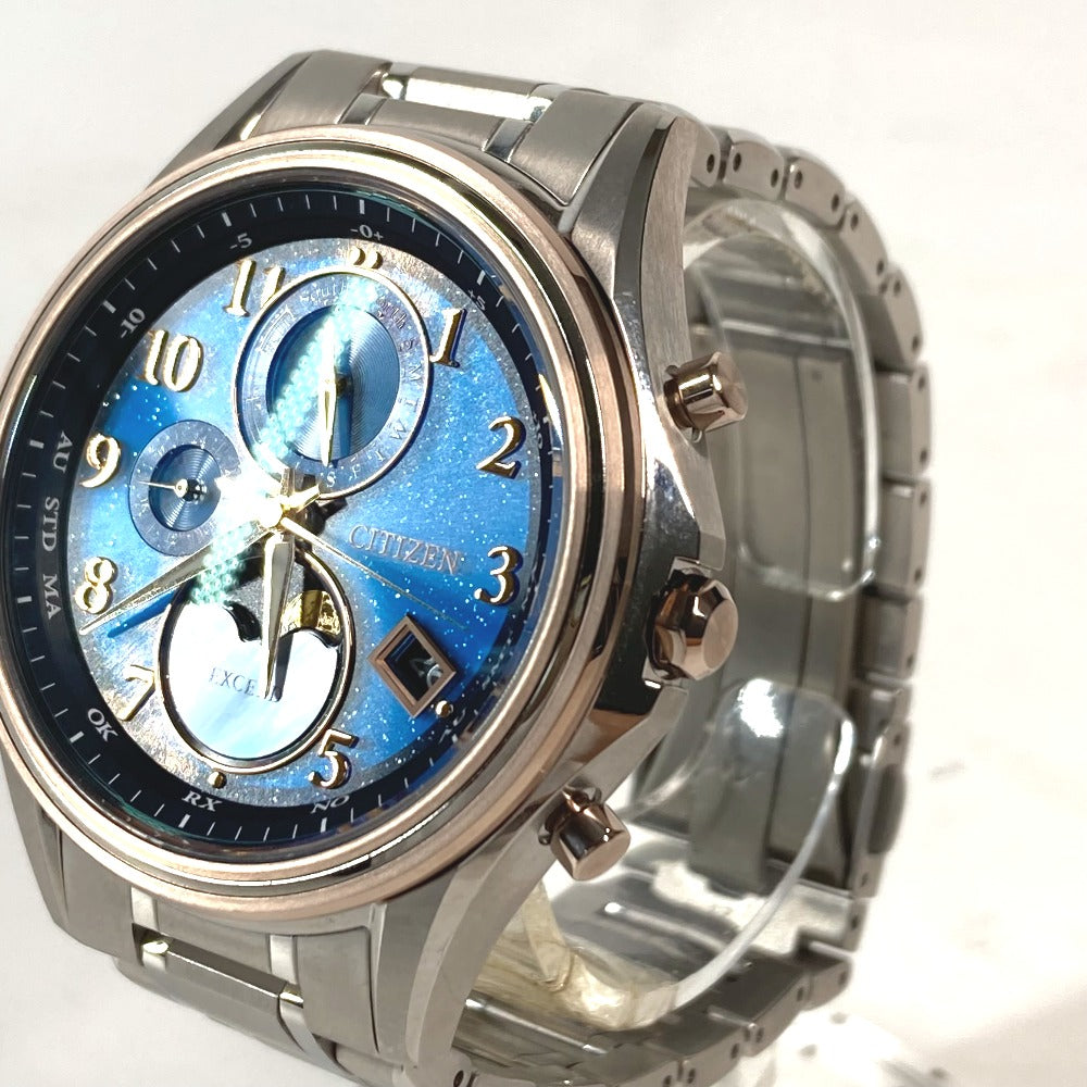 CITIZEN Watches Eco Drive radio clock BY1026-65L(H874-004JJ02) , Super Titanium blue YOZORA COLLECTION Radio-controlled clock 30th anniversary limited edition 2nd edition Tsukigasa Exceed EXCEED blue dial mens Used Authentic