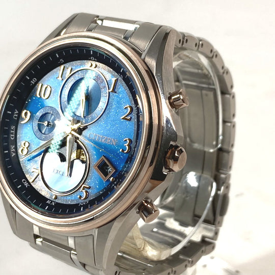 CITIZEN Watches Eco Drive radio clock BY1026-65L(H874-004JJ02) , Super Titanium blue YOZORA COLLECTION Radio-controlled clock 30th anniversary limited edition 2nd edition Tsukigasa Exceed EXCEED blue dial mens Used Authentic