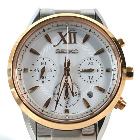 SEIKO Watches Solar Powered V175-0EW0 Stainless Steel Silver LUKIA Lukia white dial Women Used Authentic