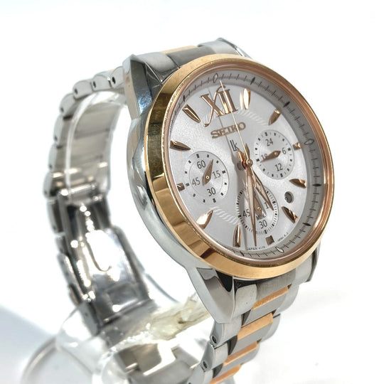 SEIKO Watches Solar Powered V175-0EW0 Stainless Steel Silver LUKIA Lukia white dial Women Used Authentic