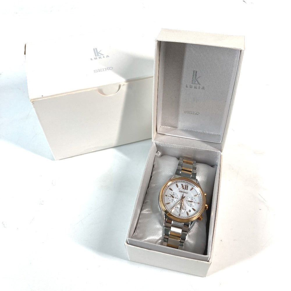 SEIKO Watches Solar Powered V175-0EW0 Stainless Steel Silver LUKIA Lukia white dial Women Used Authentic