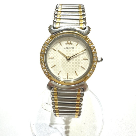 SEIKO Watches Quartz 5A70-0210 Stainless Steel , K18YG Silver Diamond Bezel CREDOR CREDOR Ivory dial Women Used Authentic