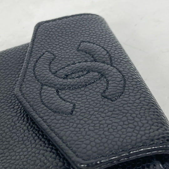 CHANEL Coin case A13233 Caviar skin black CC COCO Mark Women Used Authentic