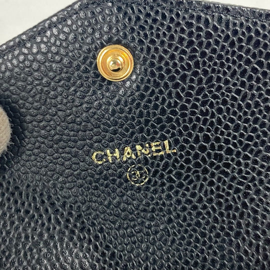 CHANEL Coin case A13233 Caviar skin black CC COCO Mark Women Used Authentic