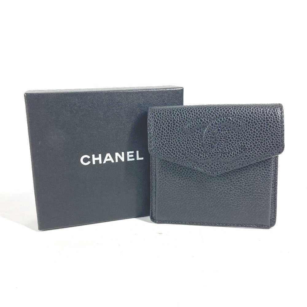 CHANEL Coin case A13233 Caviar skin black CC COCO Mark Women Used Authentic