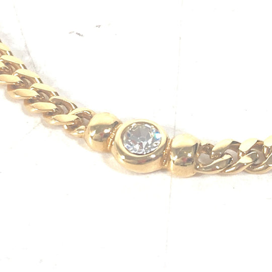 Dior Necklace metal gold Necklace CD logo rhinestone Women Used Authentic